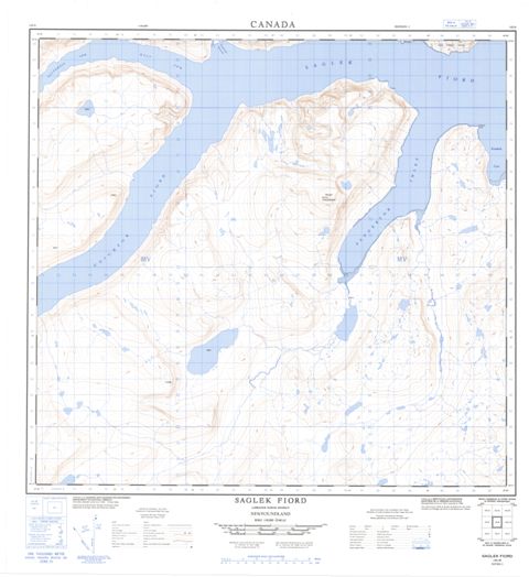 Saglek Fiord Topographic Paper Map 014L06 at 1:50,000 scale
