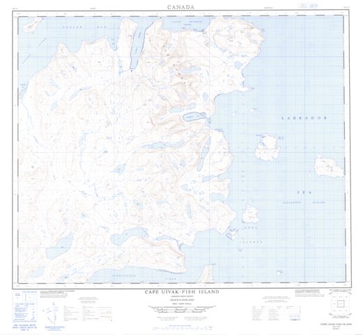 Cape Uivak-Fish Island Topographic Paper Map 014L07 at 1:50,000 scale