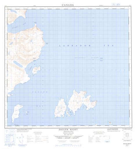 Saglek Bight Topographic Paper Map 014L10 at 1:50,000 scale