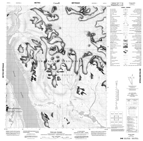 Touak Fiord Topographic Paper Map 016E14 at 1:50,000 scale