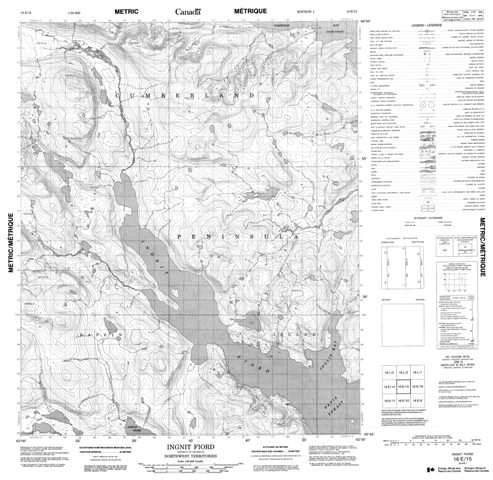 Ingnit Fiord Topographic Paper Map 016E15 at 1:50,000 scale