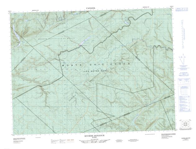 Riviere Bonjour Topographic Paper Map 022B10 at 1:50,000 scale