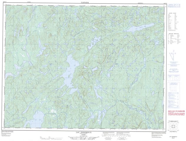 Lac Dissimieux Topographic Paper Map 022F13 at 1:50,000 scale