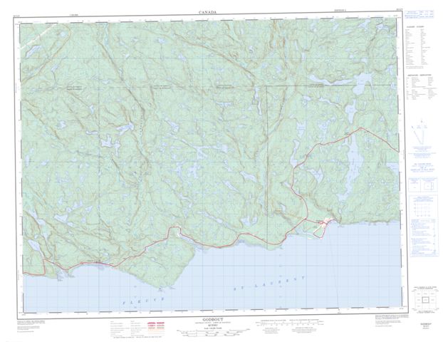 Godbout Topographic Paper Map 022G05 at 1:50,000 scale