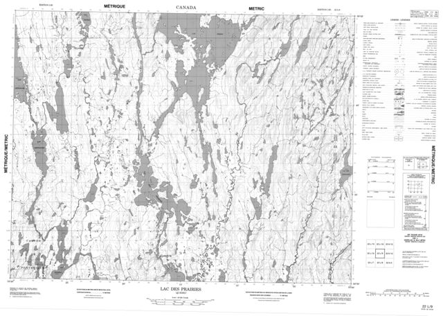 Lac Des Prairies Topographic Paper Map 022L09 at 1:50,000 scale