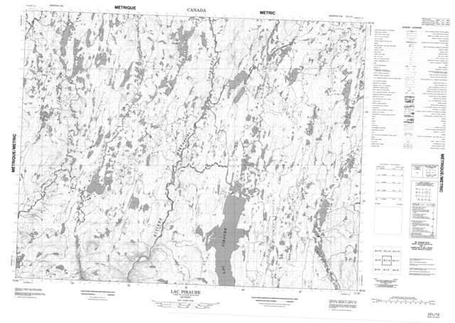Lac Piraube Topographic Paper Map 022L12 at 1:50,000 scale