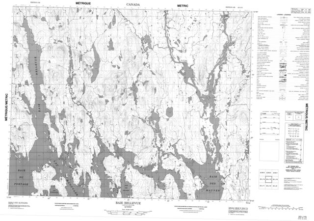 Baie Bellevue Topographic Paper Map 022L15 at 1:50,000 scale