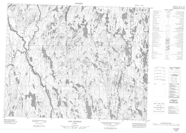 Lac Allenou Topographic Paper Map 022M03 at 1:50,000 scale