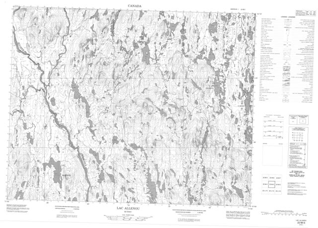 Lac Allenou Topographic Paper Map 022M03 at 1:50,000 scale