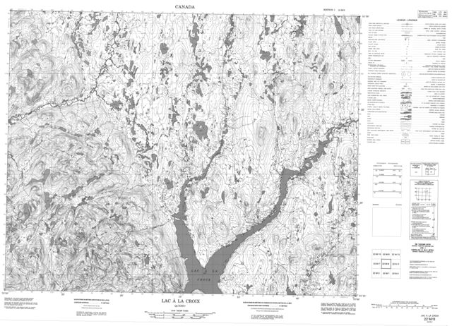 Lac A La Croix Topographic Paper Map 022M08 at 1:50,000 scale