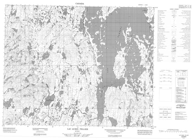 Lac Aubin-Tellier Topographic Paper Map 022M09 at 1:50,000 scale