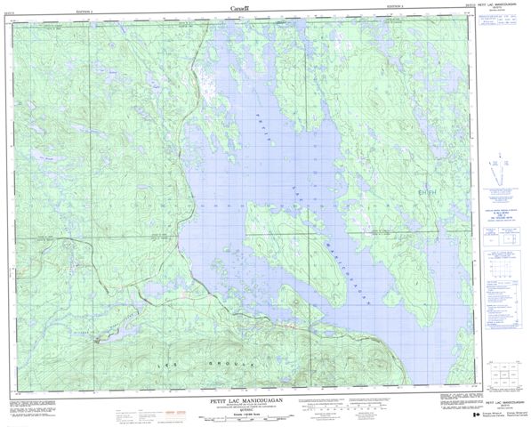 Petit Lac Manicouagan Topographic Paper Map 022O13 at 1:50,000 scale