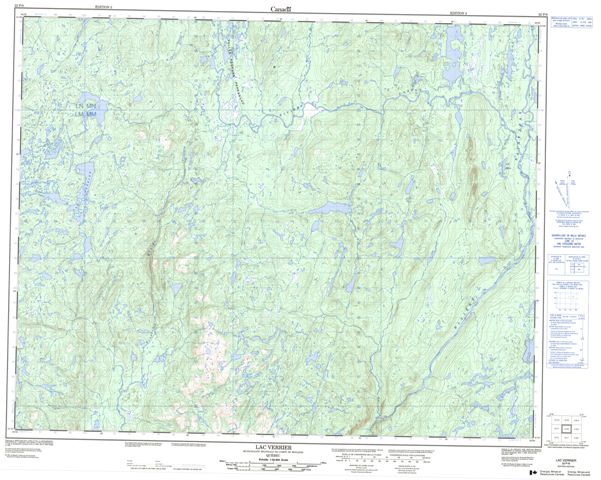 Lac Verrier Topographic Paper Map 022P08 at 1:50,000 scale