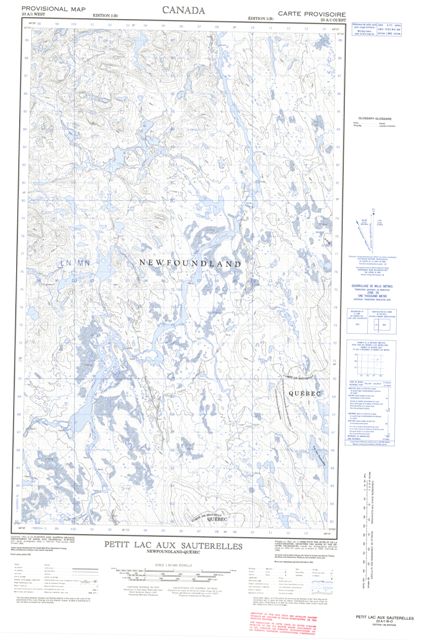 Petit Lac Aux Sauterelles Topographic Paper Map 023A01W at 1:50,000 scale