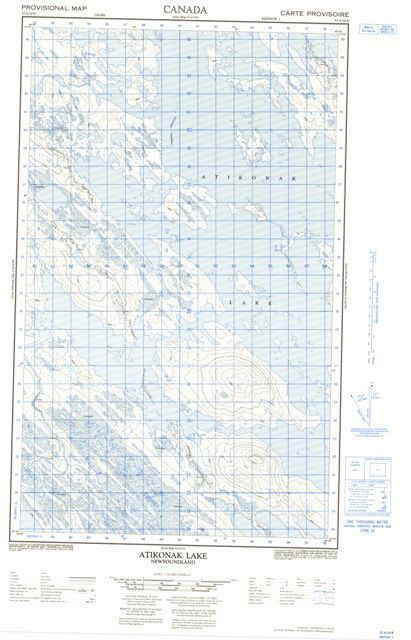Atikonak Lake Topographic Paper Map 023A10E at 1:50,000 scale