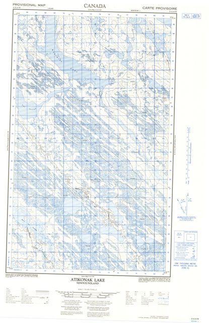 Atikonak Lake Topographic Paper Map 023A10W at 1:50,000 scale