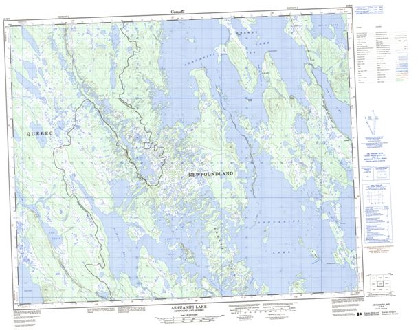 Ashuanipi Lake Topographic Paper Map 023B09 at 1:50,000 scale