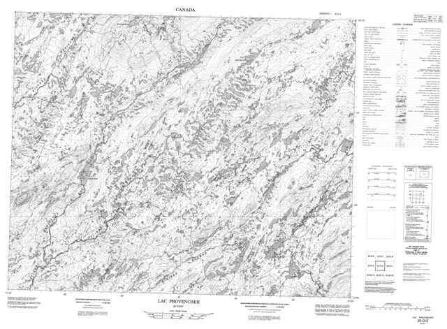 Lac Provencher Topographic Paper Map 023D02 at 1:50,000 scale
