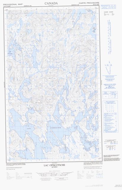 Lac Opiscotiche Topographic Paper Map 023G04E at 1:50,000 scale