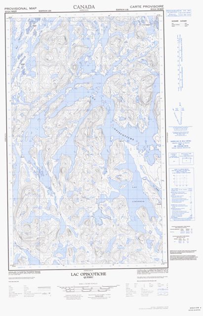 Lac Opiscotiche Topographic Paper Map 023G04W at 1:50,000 scale