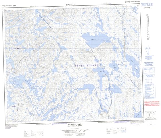 Sawbill Lake Topographic Paper Map 023G07 at 1:50,000 scale