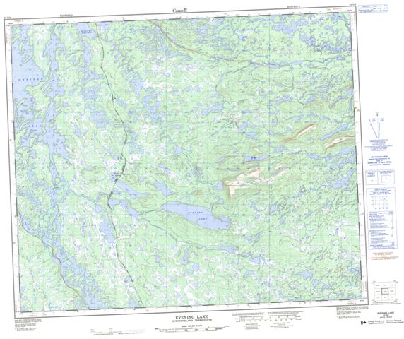 Evening Lake Topographic Paper Map 023G09 at 1:50,000 scale
