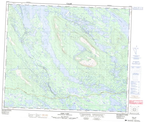 Sims Lake Topographic Paper Map 023H13 at 1:50,000 scale