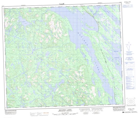 Menihek Lakes Topographic Paper Map 023J07 at 1:50,000 scale