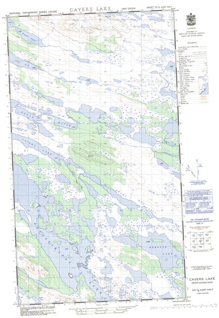 Cavers Lake Topographic Paper Map 023J09E at 1:50,000 scale
