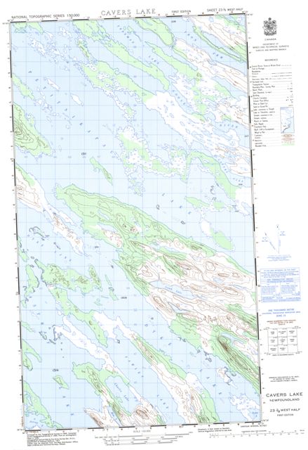 Cavers Lake Topographic Paper Map 023J09W at 1:50,000 scale