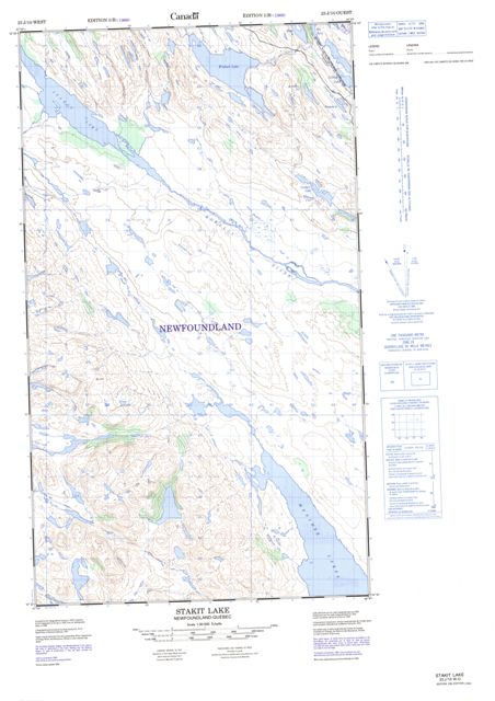 Stakit Lake Topographic Paper Map 023J10W at 1:50,000 scale