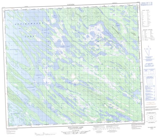 Hollinger Lake Topographic Paper Map 023J16 at 1:50,000 scale