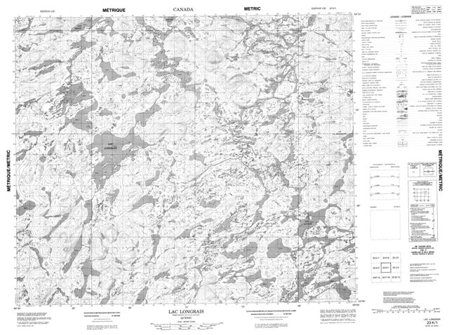 Lac Longrais Topographic Paper Map 023K01 at 1:50,000 scale