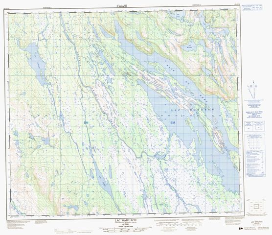 Lac Wakuach Topographic Paper Map 023O12 at 1:50,000 scale