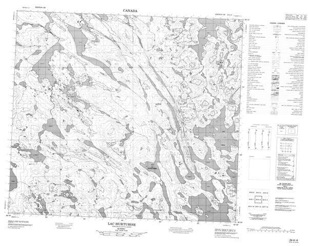 Lac Hurtubise Topographic Paper Map 024A04 at 1:50,000 scale