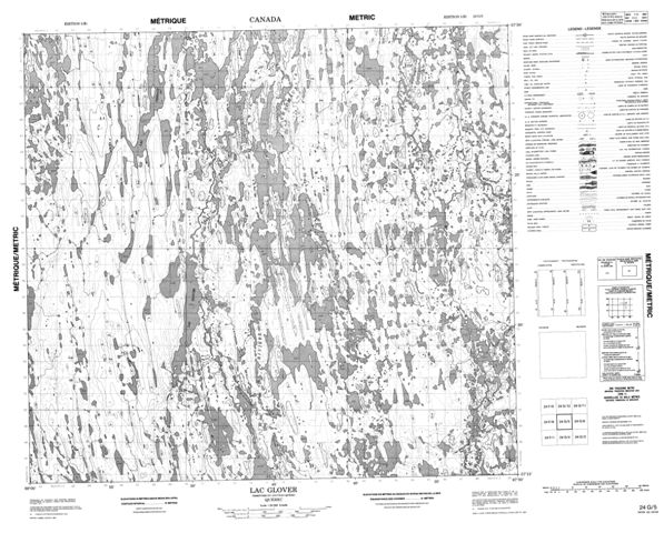Lac Glover Topographic Paper Map 024G05 at 1:50,000 scale