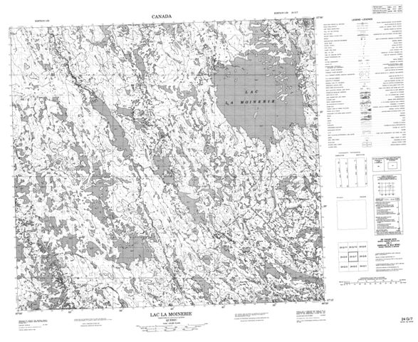 Lac La Moinerie Topographic Paper Map 024G07 at 1:50,000 scale