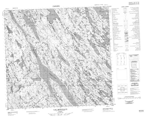 Lac Monceaux Topographic Paper Map 024G16 at 1:50,000 scale
