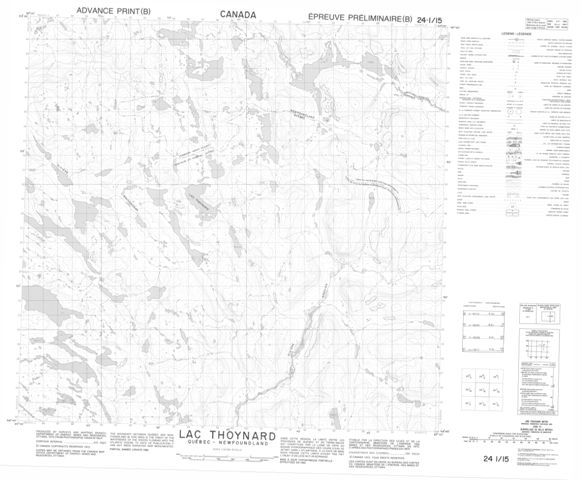 Lac Thoynard Topographic Paper Map 024I15 at 1:50,000 scale