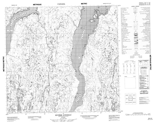 Riviere Aveneau Topographic Paper Map 024J04 at 1:50,000 scale