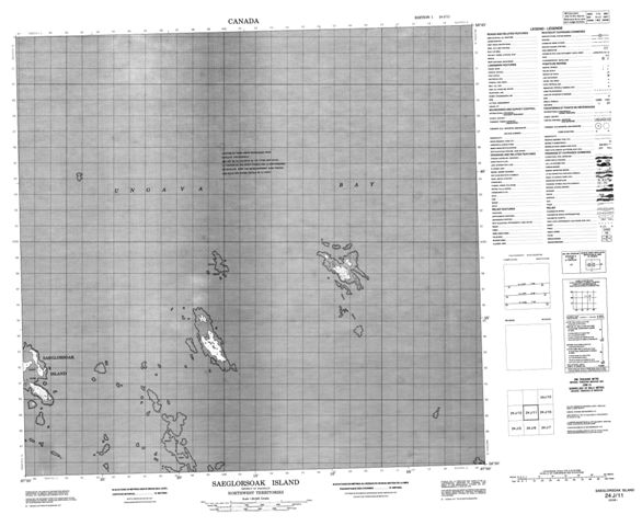 Saeglorsoak Island Topographic Paper Map 024J11 at 1:50,000 scale