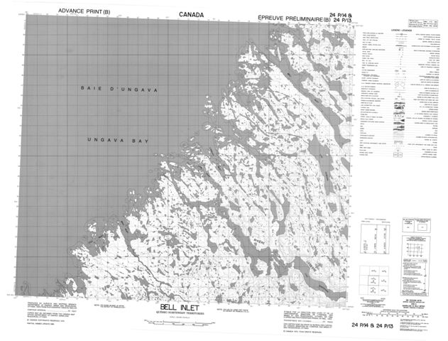 Bell Inlet Topographic Paper Map 024P14 at 1:50,000 scale