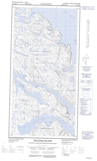 Killiniq Island Topographic Paper Map 025A07E at 1:50,000 scale