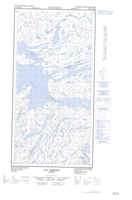 Roberts Lake Topographic Paper Map 025D08W at 1:50,000 scale