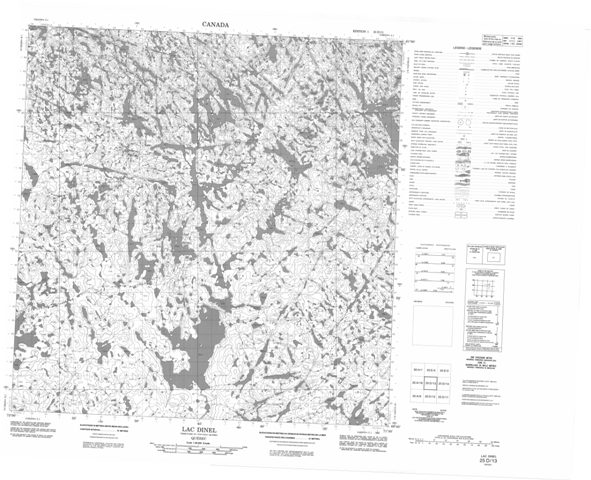 Lac Dinel Topographic Paper Map 025D13 at 1:50,000 scale