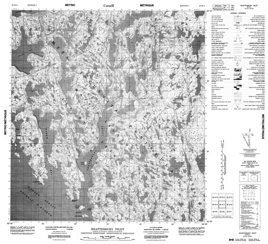 Shaftesbury Inlet Topographic Paper Map 025K11 at 1:50,000 scale
