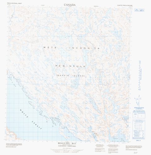 Beaulieu Bay Topographic Paper Map 025L16 at 1:50,000 scale