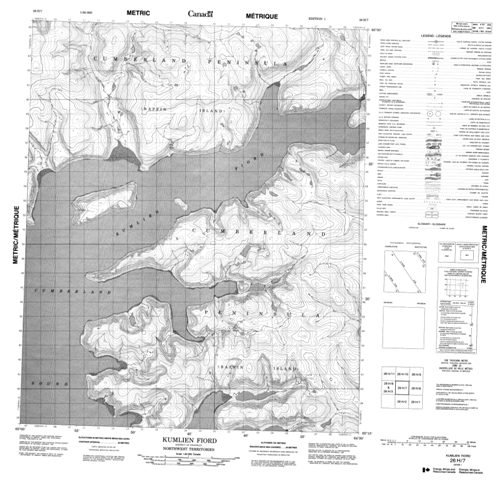 Kumlien Fiord Topographic Paper Map 026H07 at 1:50,000 scale