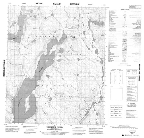 Ujuktuk Fiord Topographic Paper Map 026H08 at 1:50,000 scale