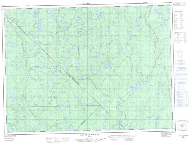 Lac De La Fourche Topographic Paper Map 032A03 at 1:50,000 scale